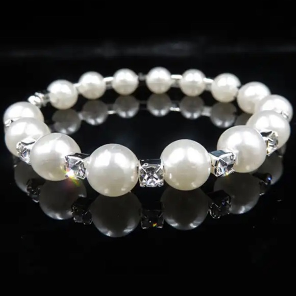 Wedding Bridal Jewelry Set Pearl Party Prom Silver Color - Picture 5 of 5